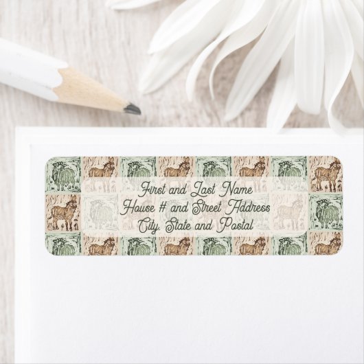 Block Print Sheep Donkey Quilt - Grünen Weihnachte (Insitu)