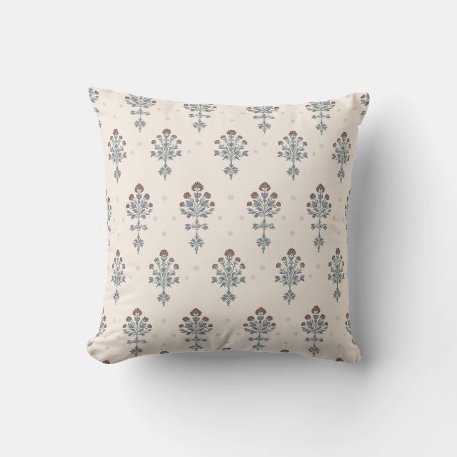 Block Print Throw Pillow Kissen (Vorderseite)