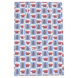 Block Print Topiary & Polar Bears Mittlere Geschenktüte