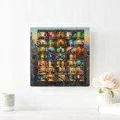 Block Quadratische Wanduhr (Zuhause)