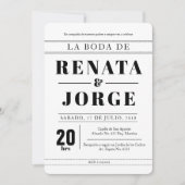 BLOCK Style Spanish Wedding Einladung (Vorderseite)