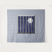 Block Wall Metal Bars Vollmond Hintergrund Hallowe Wandteppich (Vorderseite (Horizontal))