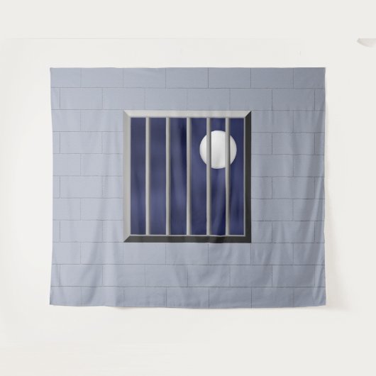 Block Wall Metal Bars Vollmond Hintergrund Hallowe Wandteppich (Vorderseite (Horizontal))