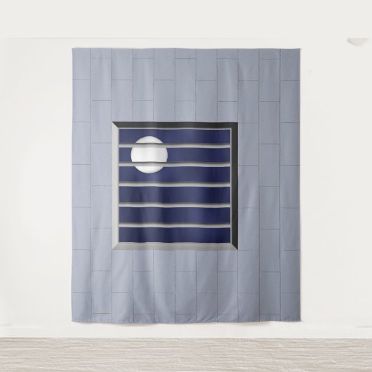 Block Wall Metal Bars Vollmond Hintergrund Hallowe Wandteppich (Vorderseite)