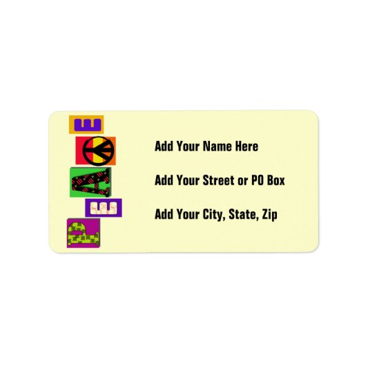 Blockbriefe - T - Shirt und Geschenke für Frieden Adressaufkleber (Vorne)