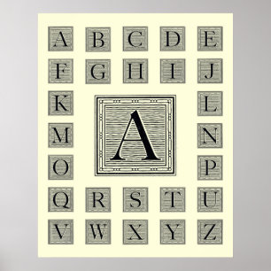 Blockbuchstabe "A" Holzschnitt Holzblock Poster