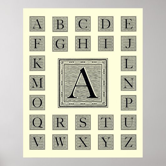 Blockbuchstabe "A" Holzschnitt Holzblock Poster (Vorne)