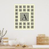 Blockbuchstabe "A" Holzschnitt Holzblock Poster (Küche)