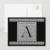 Blockbuchstabe "A" Holzschnitt Holzblock Postkarte (Vorne/Hinten)