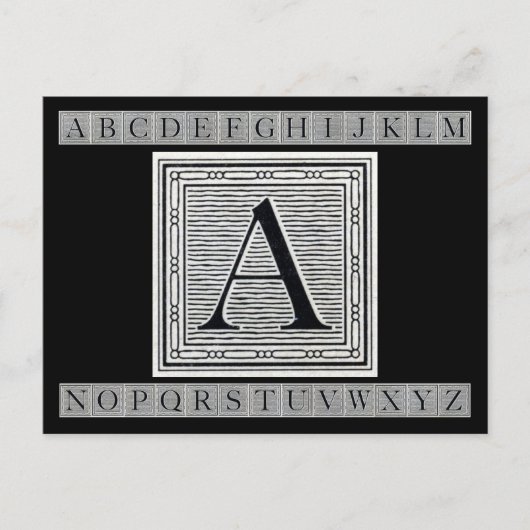 Blockbuchstabe "A" Holzschnitt Holzblock Postkarte (Vorderseite)