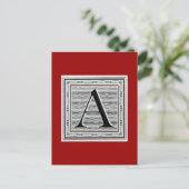 Blockbuchstabe "A" Holzschnitt Holzblock Postkarte (Stehend Vorderseite)
