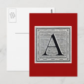 Blockbuchstabe "A" Holzschnitt Holzblock Postkarte (Vorne/Hinten)