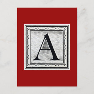 Blockbuchstabe "A" Holzschnitt Holzblock Postkarte
