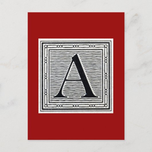Blockbuchstabe "A" Holzschnitt Holzblock Postkarte (Vorderseite)