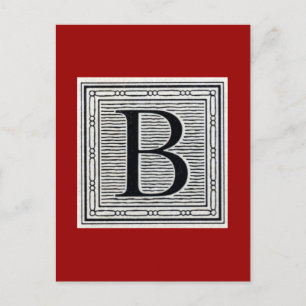 Blockbuchstabe "B" Holzschnitt Holzblock-Urschrift Postkarte