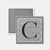 Blockbuchstabe "C" Holzschnitt Holzblock-Urschrift Magnet (Vorderseite/Rückseite)