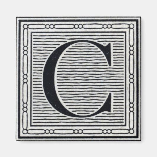Blockbuchstabe "C" Holzschnitt Holzblock-Urschrift Magnet (Vorne)