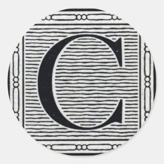 Blockbuchstabe "C" Holzschnitt Holzblock-Urschrift Runder Aufkleber (Vorderseite)