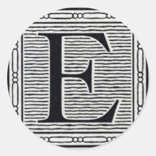 Blockbuchstabe "E" Holzschnitt Holzblock-Urschrift Runder Aufkleber