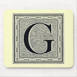 Blockbuchstabe "G" Holzschnitt Holzblock-Urschrift Mousepad