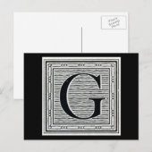 Blockbuchstabe "G" Holzschnitt Initiale Postkarte (Vorne/Hinten)