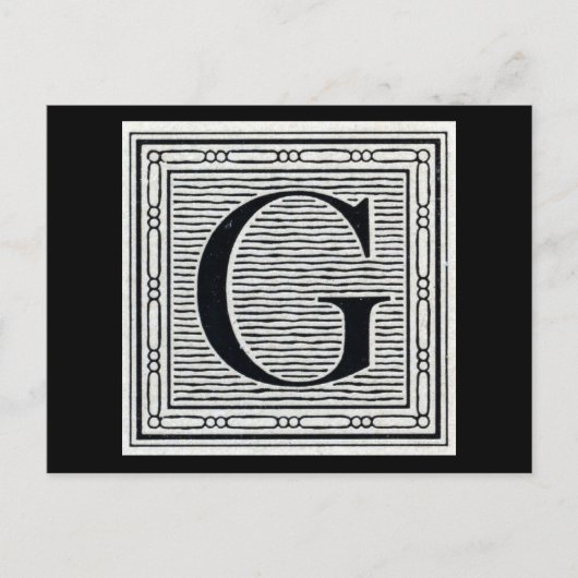 Blockbuchstabe "G" Holzschnitt Initiale Postkarte (Vorderseite)