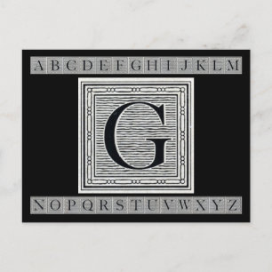 Blockbuchstabe "G" Holzschnitt Initiale Postkarte