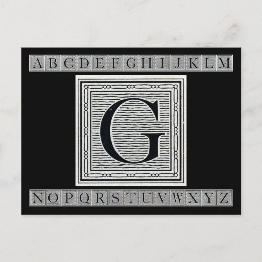 Blockbuchstabe "G" Holzschnitt Initiale Postkarte (Vorderseite)