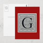 Blockbuchstabe "G" Holzschnitt Initiale Postkarte (Vorne/Hinten)
