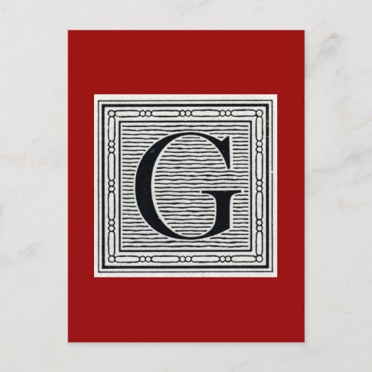 Blockbuchstabe "G" Holzschnitt Initiale Postkarte (Vorderseite)