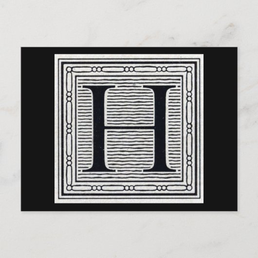 Blockbuchstabe "H" Holzschnitt Initiale Postkarte (Vorderseite)