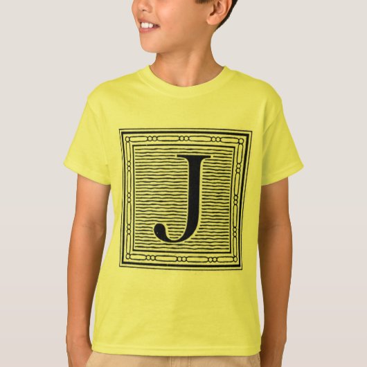 Blockbuchstabe "J" Holzschnitt Initiale T-Shirt (Vorderseite)