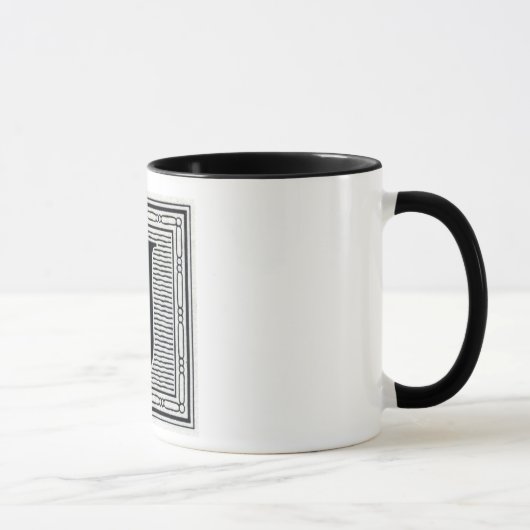 Blockbuchstabe "J" Holzschnitt Initiale Tasse (Rechts)