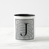 Blockbuchstabe "J" Holzschnitt Initiale Tasse (Zentrum)