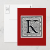 Blockbuchstabe "K" Holzschnitt Initiale Postkarte (Vorne/Hinten)