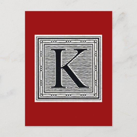 Blockbuchstabe "K" Holzschnitt Initiale Postkarte (Vorderseite)