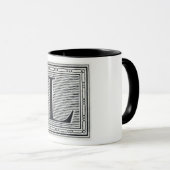 Blockbuchstabe "L" Holzschnitt Holzblock Initiale Tasse (VorderseiteRechts)