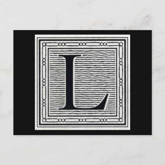 Blockbuchstabe "L" Holzschnitt Initiale Postkarte (Vorderseite)