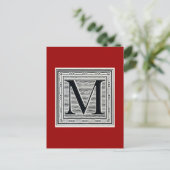 Blockbuchstabe "M" Holzschnitt Initiale Postkarte (Stehend Vorderseite)