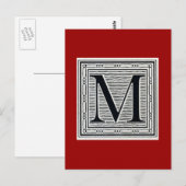 Blockbuchstabe "M" Holzschnitt Initiale Postkarte (Vorne/Hinten)