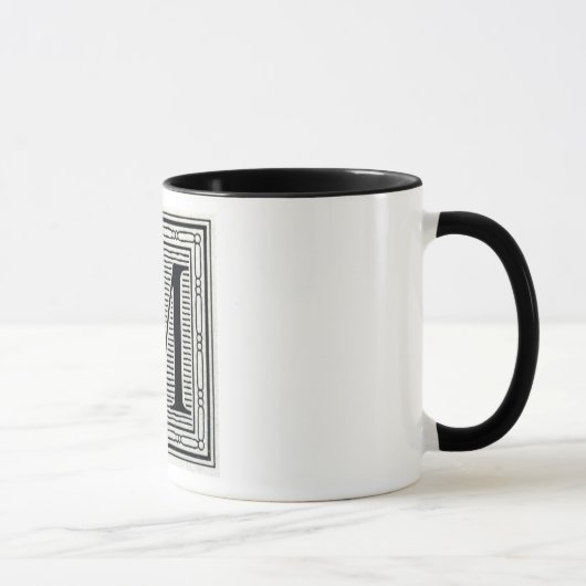 Blockbuchstabe "M" Holzschnitt Initiale Tasse (Rechts)