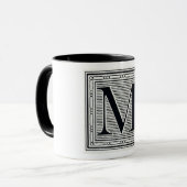 Blockbuchstabe "M" Holzschnitt Initiale Tasse (Vorderseite Links)