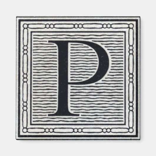 Blockbuchstabe "P" Holzschnitt Initiale Magnet (Vorne)
