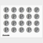 Blockbuchstabe "P" Holzschnitt Initiale Runder Aufkleber (Blatt)