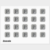 Blockbuchstabe "P" Holzschnitt Initiale Runder Aufkleber (Blatt)