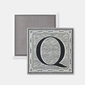 Blockbuchstabe "Q" Holzschnitt Holzblock-Urschrift Magnet (Vorderseite/Rückseite)