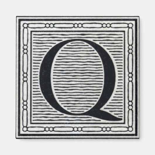 Blockbuchstabe "Q" Holzschnitt Holzblock-Urschrift Magnet (Vorne)