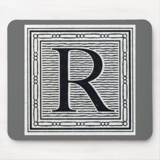 Blockbuchstabe "R" Holzschnitt Holzblock-Urschrift Mousepad (Vorne)