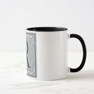 Blockbuchstabe "R" Holzschnitt Initiale Tasse