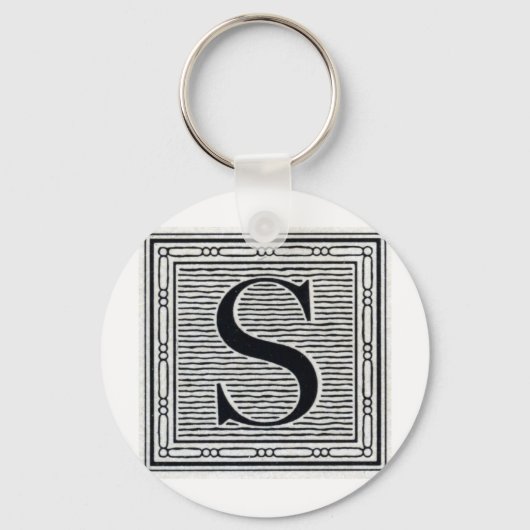 Blockbuchstabe "S" Holzschnitt Holzblock-Urschrift Schlüsselanhänger (Vorderseite)